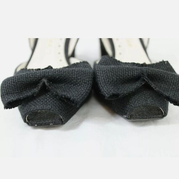 BETTYE MULLER PEEP TOE BLACK CANVAS BOW SLINGBACK - Picture 4 of 7